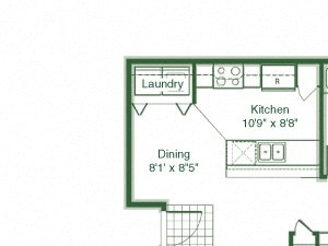 2 Bedroom 2 Bath floor plan, 1,016 square feet